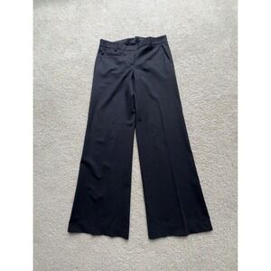 Theory Women Wool Blend Low Rise Wide Leg Dressing Pants Size 6 Gray Black